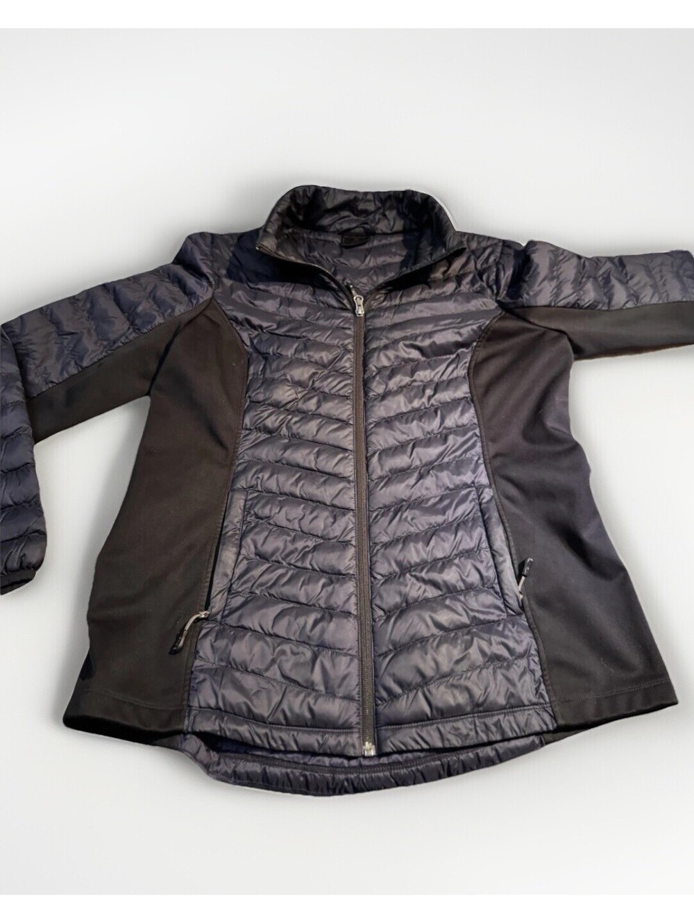 🔥 32 Degrees Heat Women’s Hybrid Puffer Jacket – Size L – Black/Navy – Zip Up